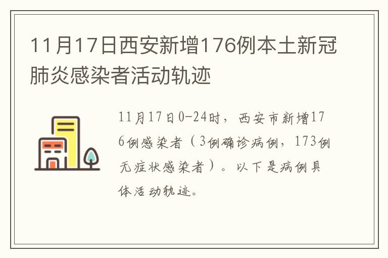 11月17日西安新增176例本土新冠肺炎感染者活动轨迹