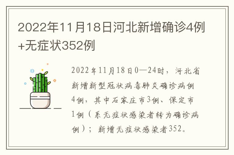 2022年11月18日河北新增确诊4例+无症状352例