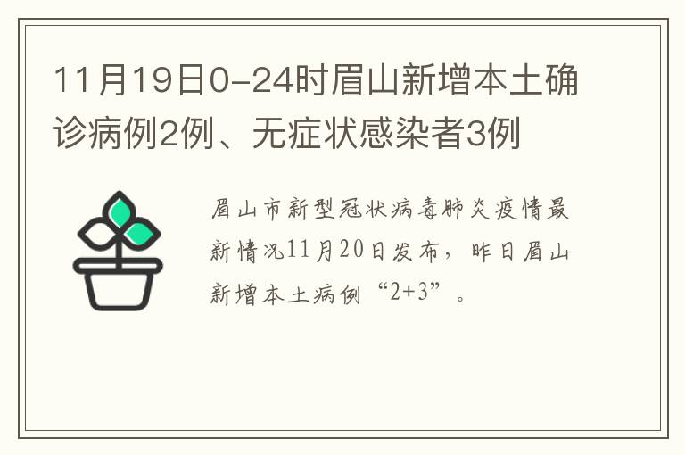 11月19日0-24时眉山新增本土确诊病例2例、无症状感染者3例