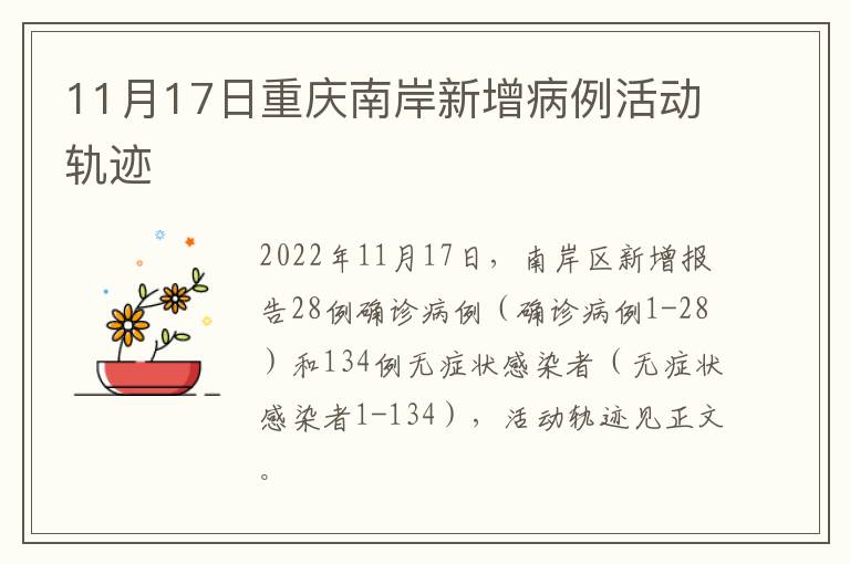 11月17日重庆南岸新增病例活动轨迹