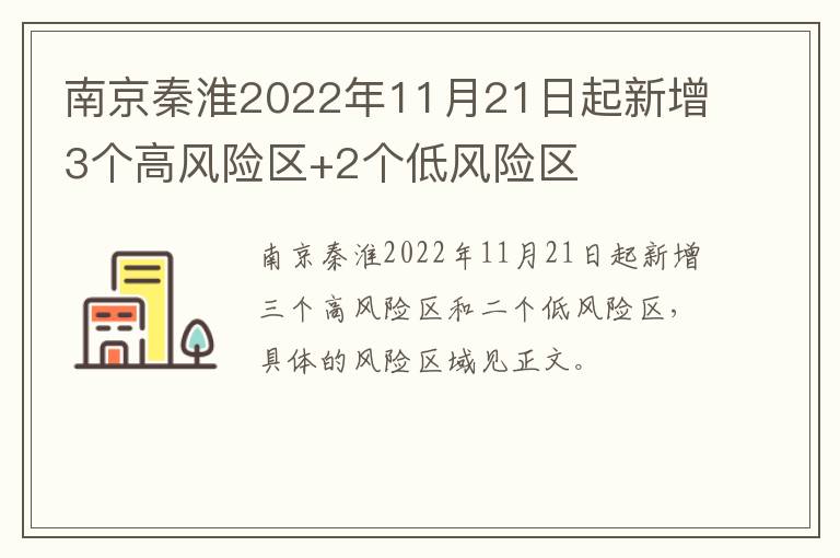 南京秦淮2022年11月21日起新增3个高风险区+2个低风险区