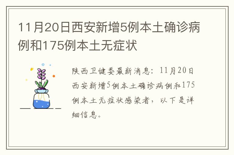 11月20日西安新增5例本土确诊病例和175例本土无症状