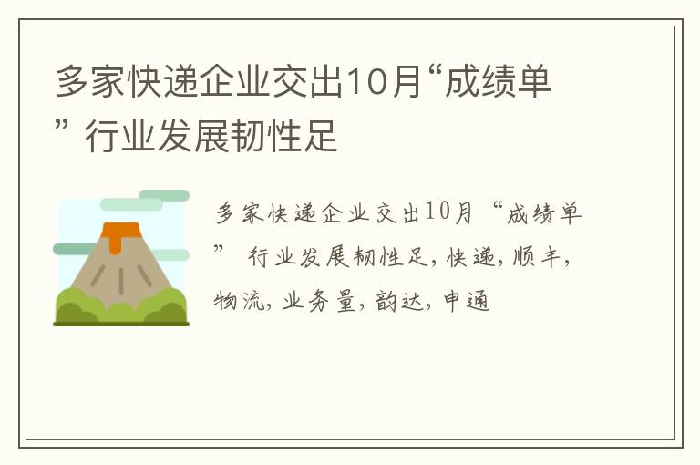 多家快递企业交出10月“成绩单” 行业发展韧性足