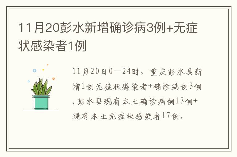 11月20彭水新增确诊病3例+无症状感染者1例