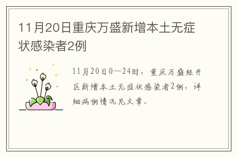 11月20日重庆万盛新增本土无症状感染者2例