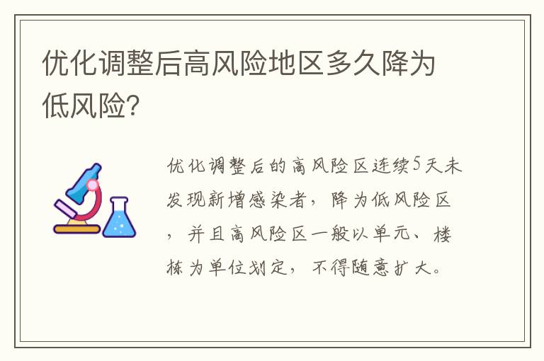 优化调整后高风险地区多久降为低风险？