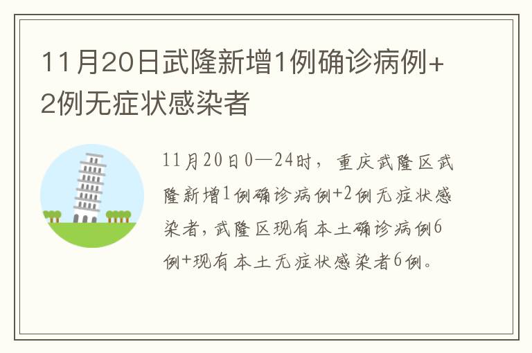 11月20日武隆新增1例确诊病例+2例无症状感染者