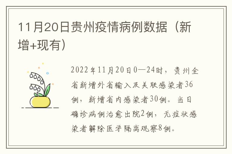 11月20日贵州疫情病例数据（新增+现有）