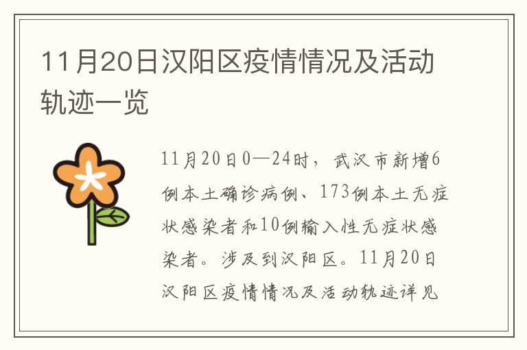 11月20日汉阳区疫情情况及活动轨迹一览