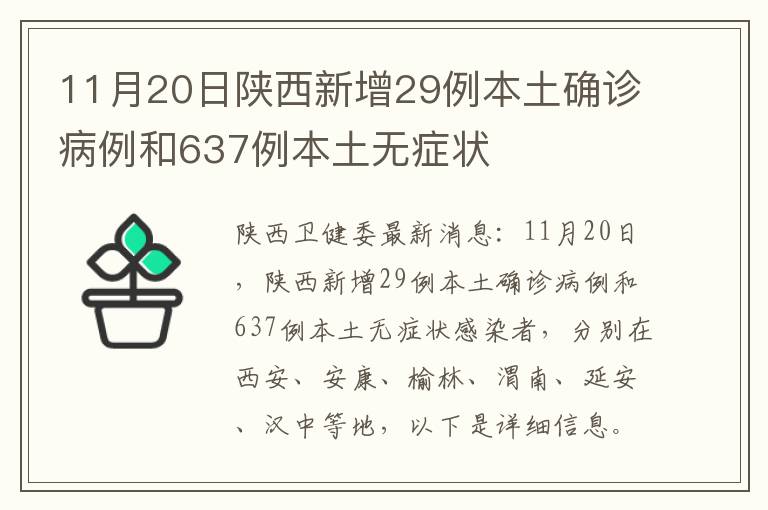 11月20日陕西新增29例本土确诊病例和637例本土无症状