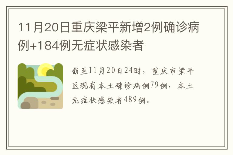 11月20日重庆梁平新增2例确诊病例+184例无症状感染者