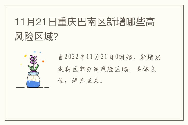 11月21日重庆巴南区新增哪些高风险区域？