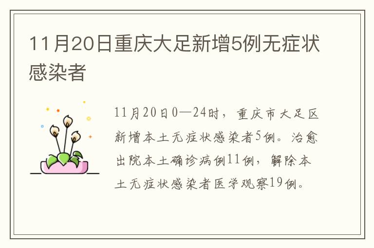 11月20日重庆大足新增5例无症状感染者