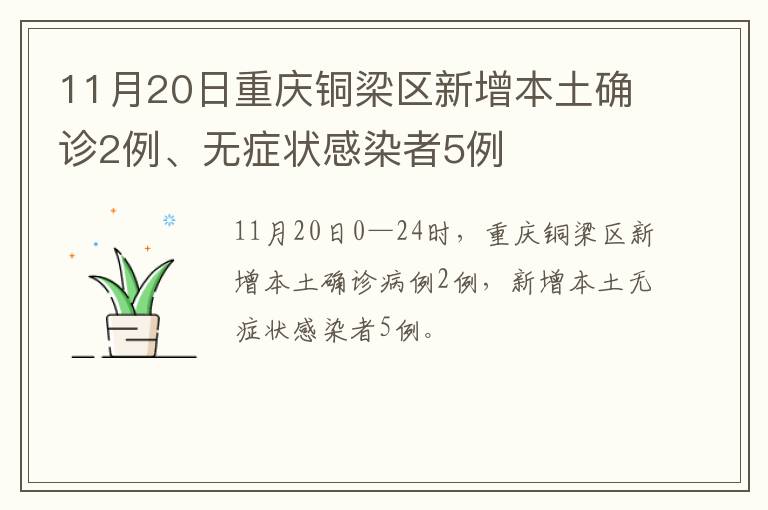 11月20日重庆铜梁区新增本土确诊2例、无症状感染者5例