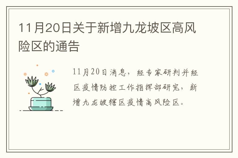11月20日关于新增九龙坡区高风险区的通告