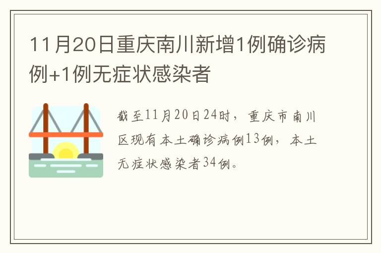 11月20日重庆南川新增1例确诊病例+1例无症状感染者