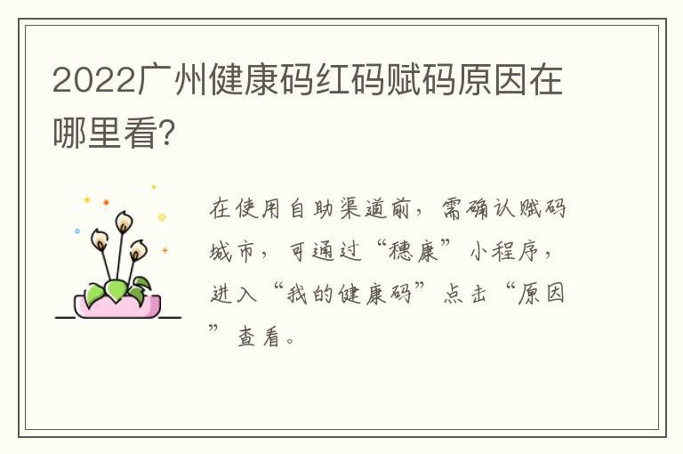 2022广州健康码红码赋码原因在哪里看？