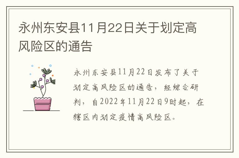 永州东安县11月22日关于划定高风险区的通告