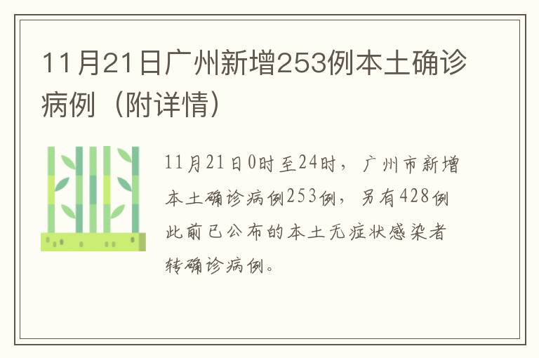 11月21日广州新增253例本土确诊病例（附详情）