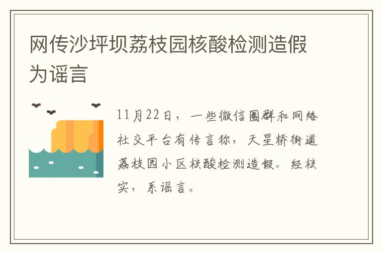 网传沙坪坝荔枝园核酸检测造假为谣言
