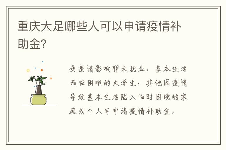 重庆大足哪些人可以申请疫情补助金？