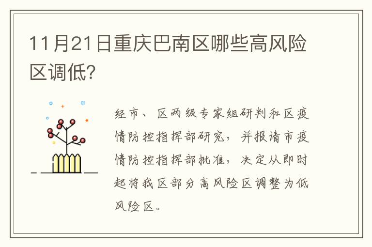 11月21日重庆巴南区哪些高风险区调低？
