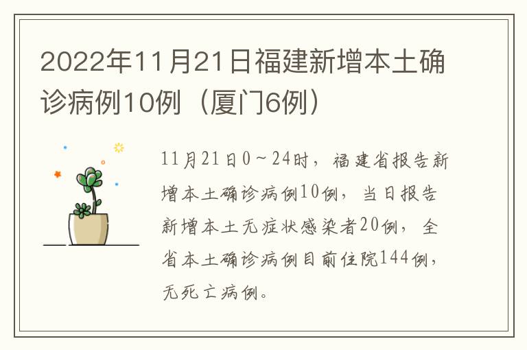 2022年11月21日福建新增本土确诊病例10例（厦门6例）
