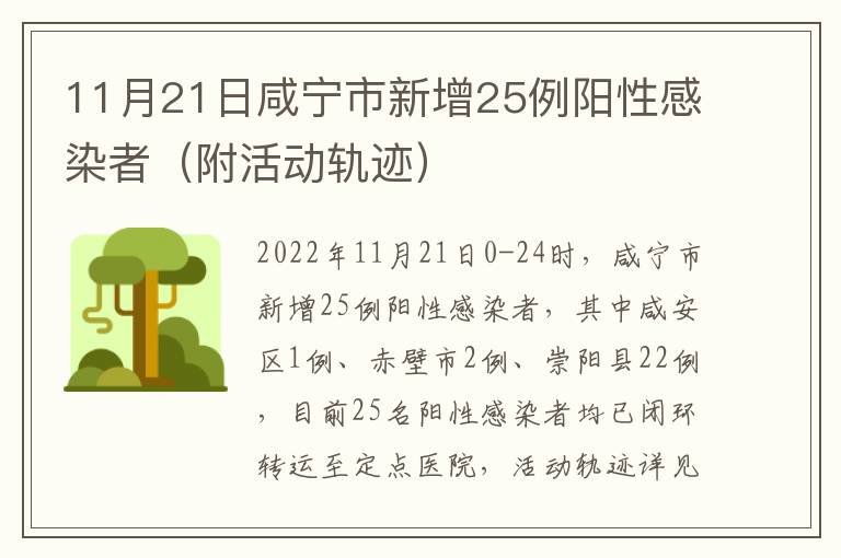11月21日咸宁市新增25例阳性感染者（附活动轨迹）