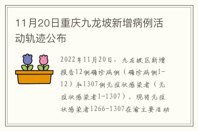 11月20日重庆九龙坡新增病例活动轨迹公布