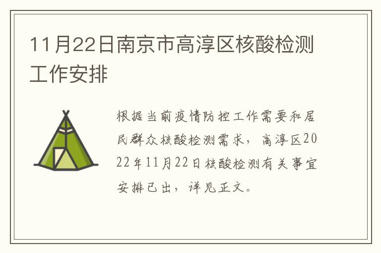 11月22日南京市高淳区核酸检测工作安排