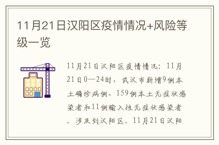 11月21日汉阳区疫情情况+风险等级一览