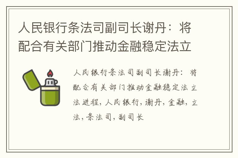 人民银行条法司副司长谢丹：将配合有关部门推动金融稳定法立法进程