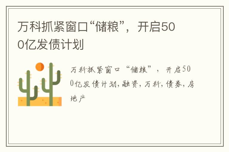万科抓紧窗口“储粮”，开启500亿发债计划