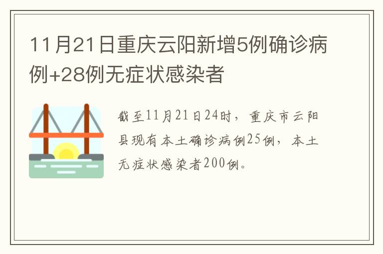 11月21日重庆云阳新增5例确诊病例+28例无症状感染者