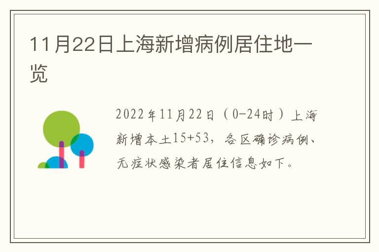 11月22日上海新增病例居住地一览