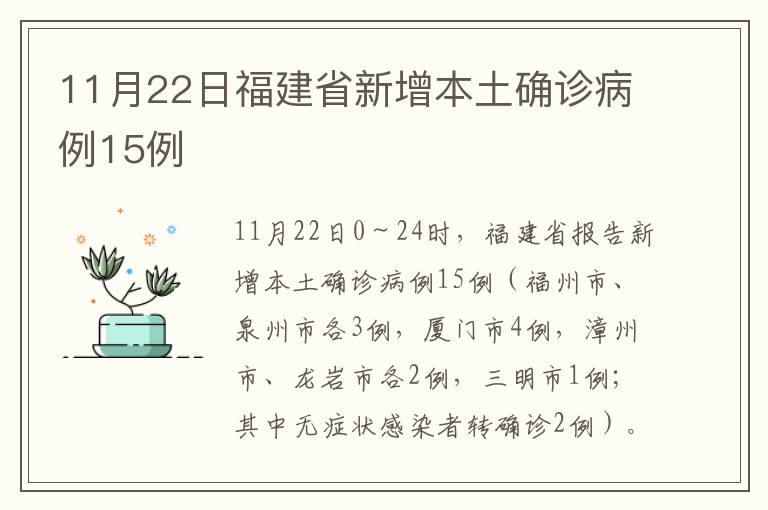 11月22日福建省新增本土确诊病例15例