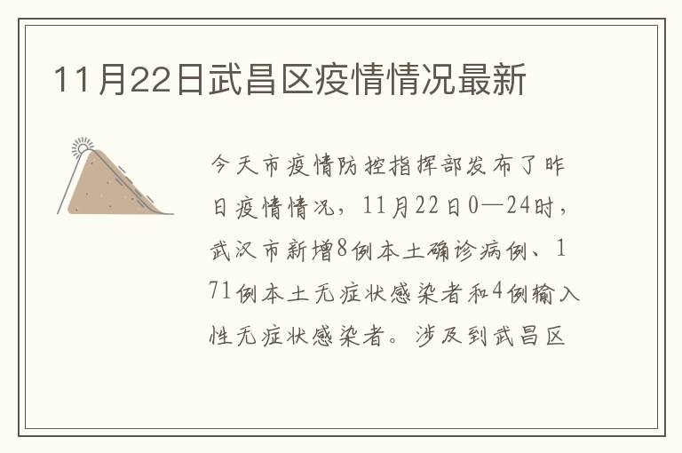 11月22日武昌区疫情情况最新