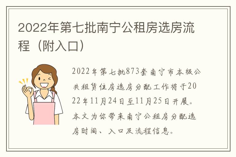 2022年第七批南宁公租房选房流程（附入口）