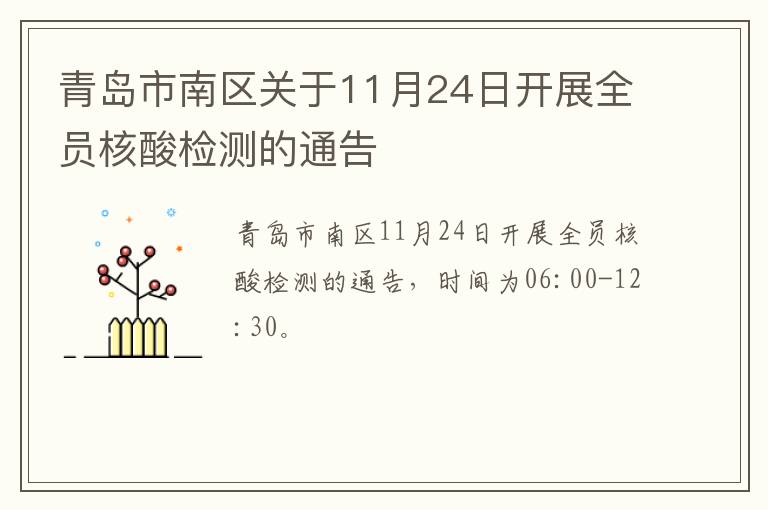 青岛市南区关于11月24日开展全员核酸检测的通告