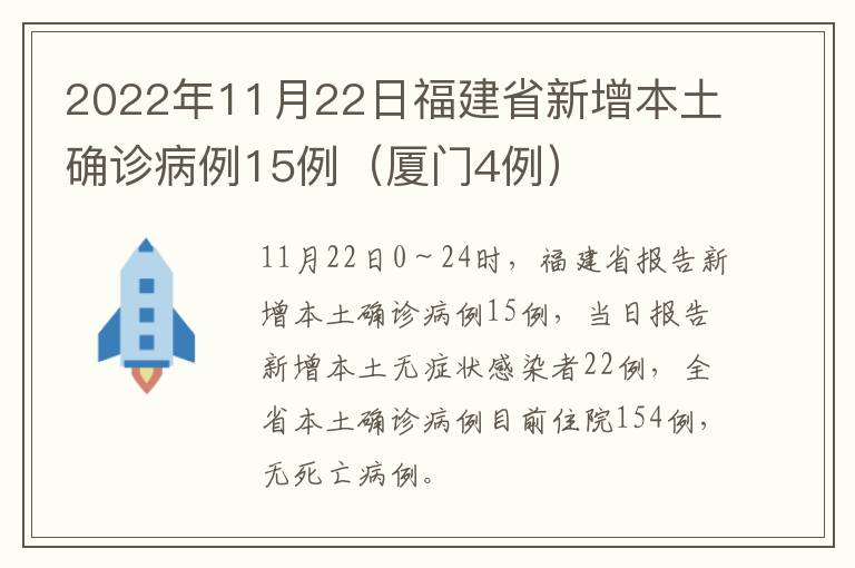 2022年11月22日福建省新增本土确诊病例15例（厦门4例）