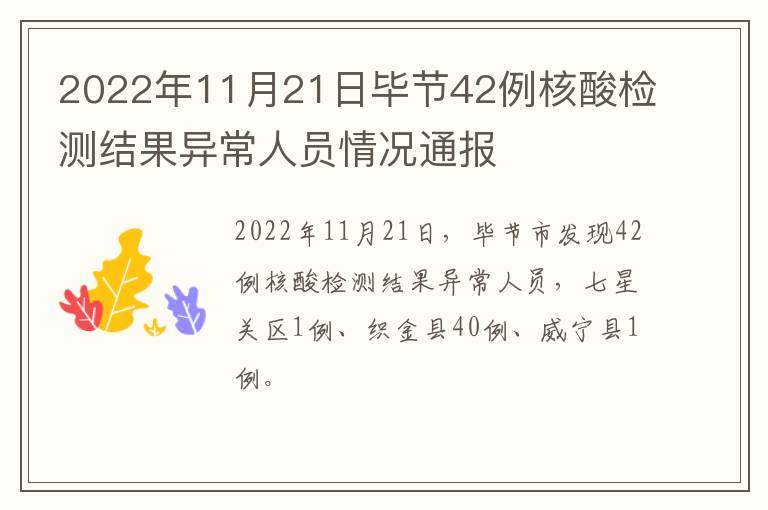 2022年11月21日毕节42例核酸检测结果异常人员情况通报