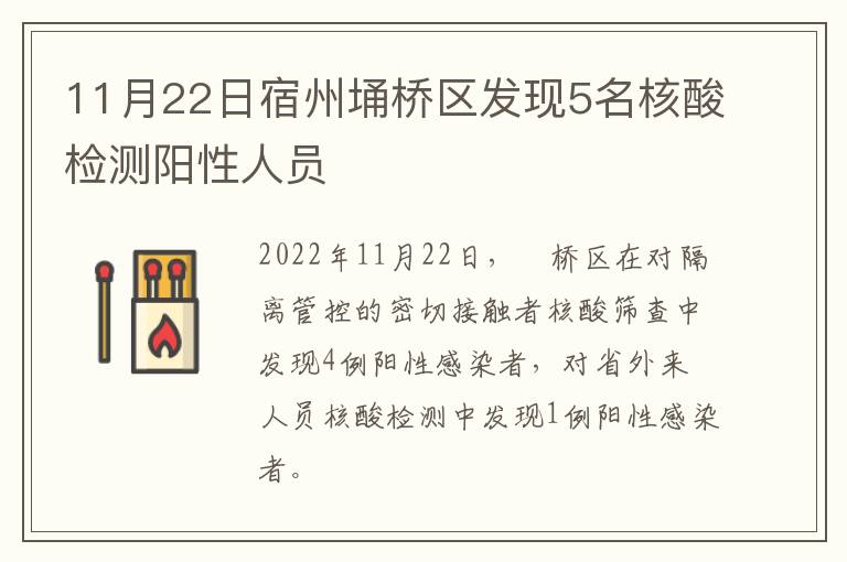 11月22日宿州埇桥区发现5名核酸检测阳性人员