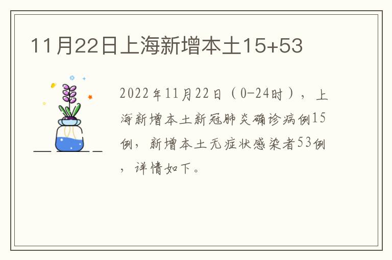 11月22日上海新增本土15+53