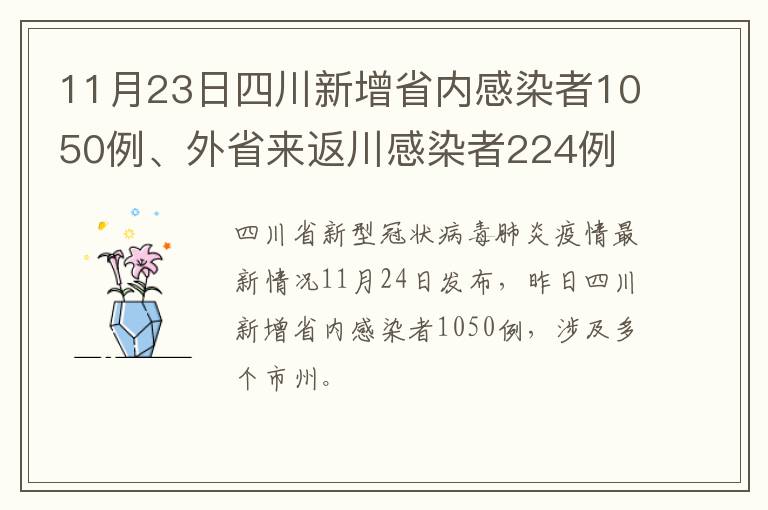 11月23日四川新增省内感染者1050例、外省来返川感染者224例