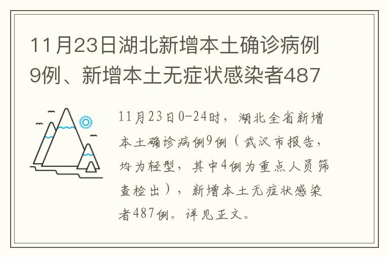 11月23日湖北新增本土确诊病例9例、新增本土无症状感染者487例