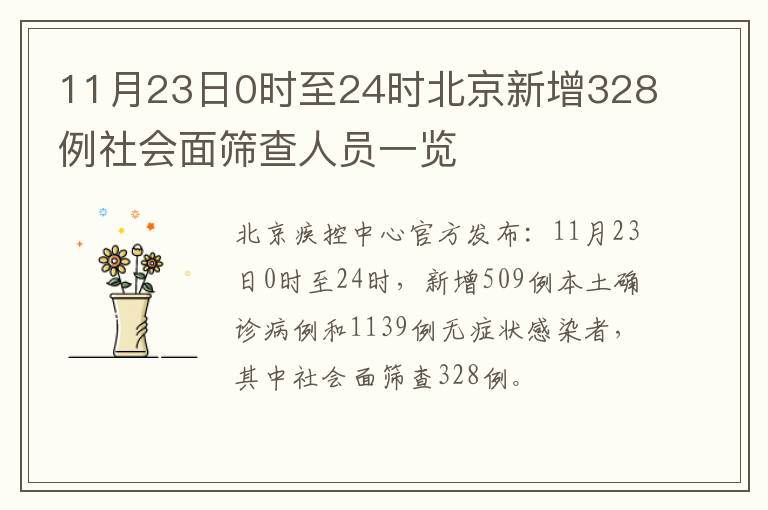 11月23日0时至24时北京新增328例社会面筛查人员一览