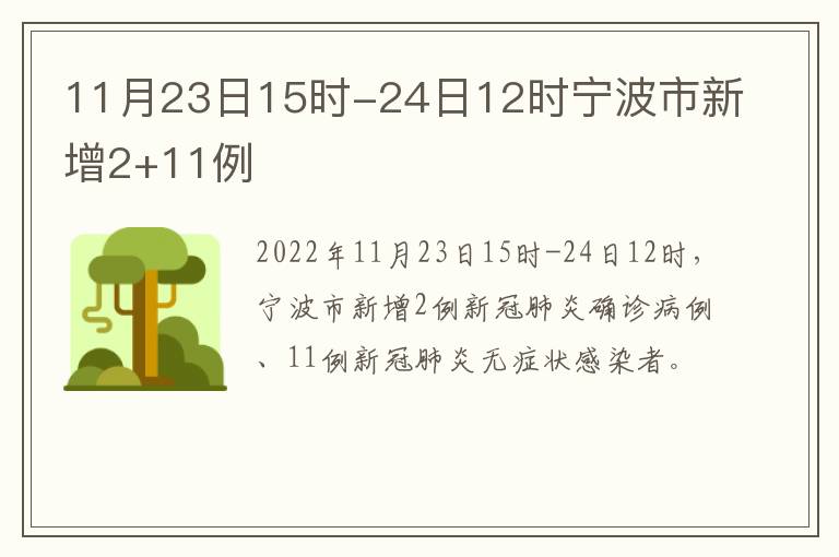 11月23日15时-24日12时宁波市新增2+11例