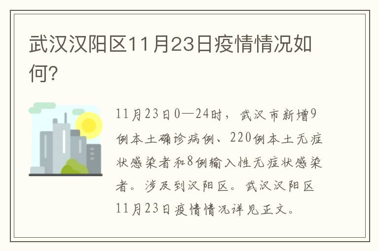 武汉汉阳区11月23日疫情情况如何？
