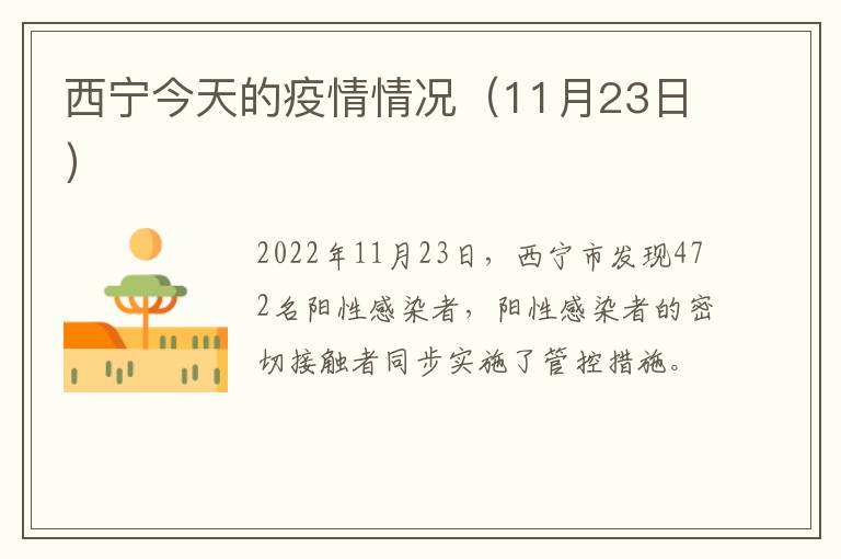 西宁今天的疫情情况（11月23日）