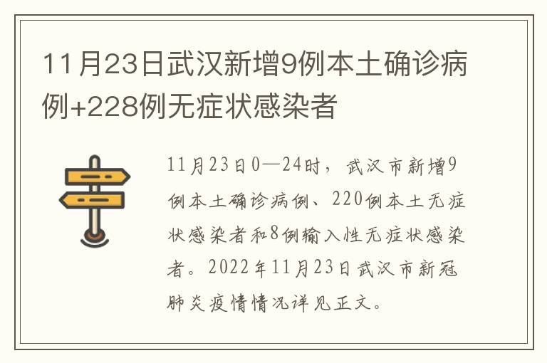 11月23日武汉新增9例本土确诊病例+228例无症状感染者